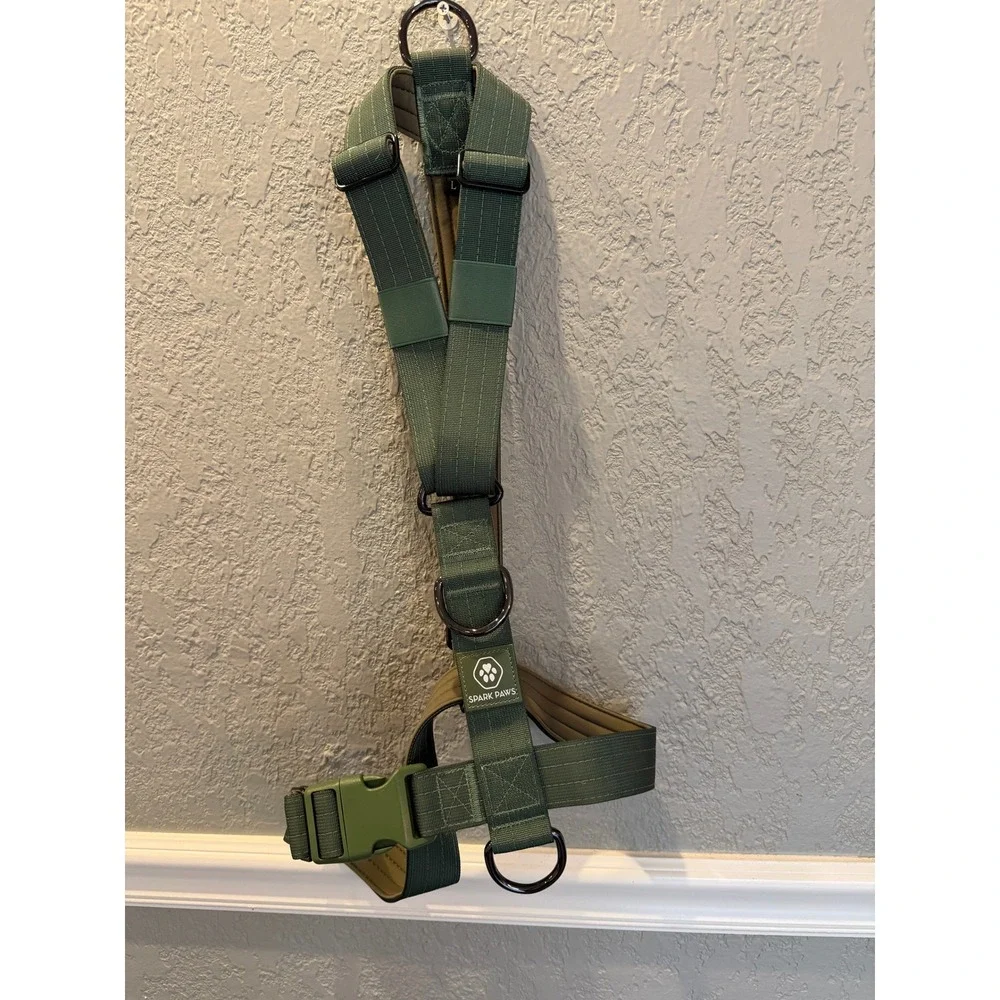 Spark Paws Comfort Control Dog Harness Sage Green Tan Padded Adjustable‎ No-Pull